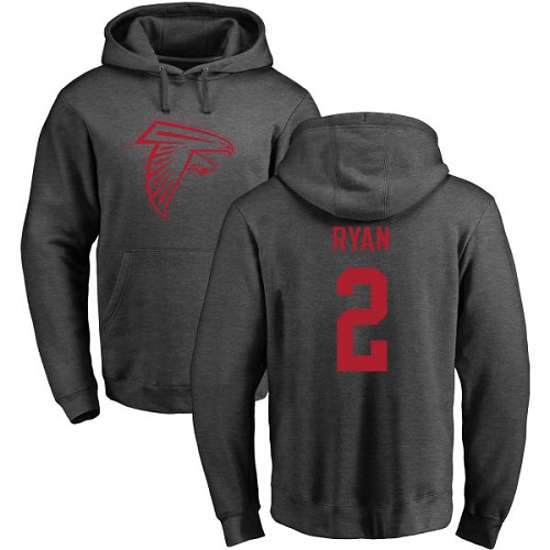 Atlanta Falcons Men Ash Matt Ryan One Color NFL Football #2 Pullover Hoodie Sweatshirts->atlanta falcons->NFL Jersey